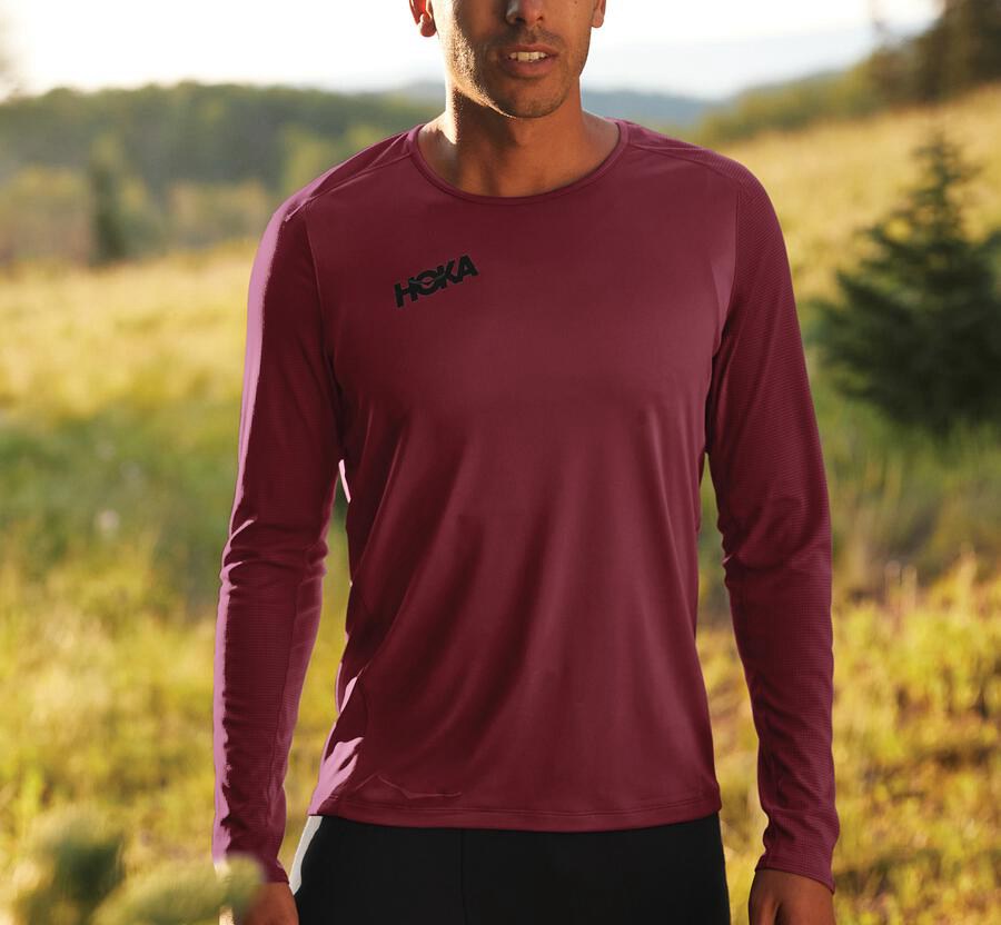 Hoka One One Top Panske Hnede - Performance Dlho Sleeve - 75230-WNJK